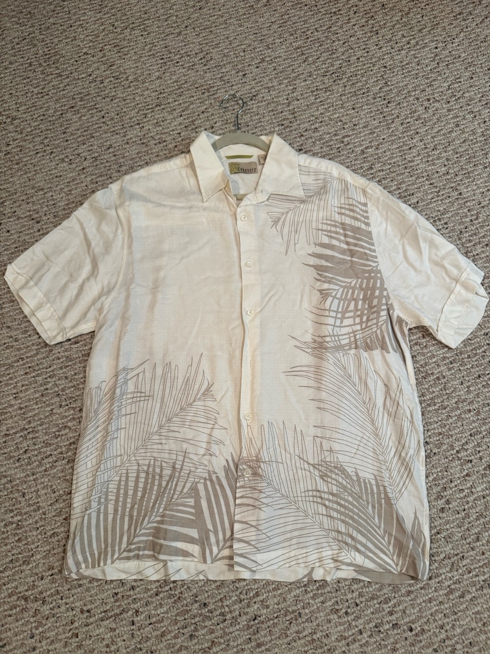 Casual Palm-Print Short Sleeve Shirt — Cream by Cubavera